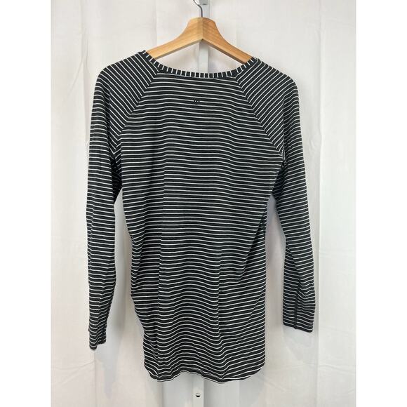 LULULEMON ESTIM 6 8 M Emerald Long Sleeve Modern Stripe Heathered Black White - Picture 2 of 6